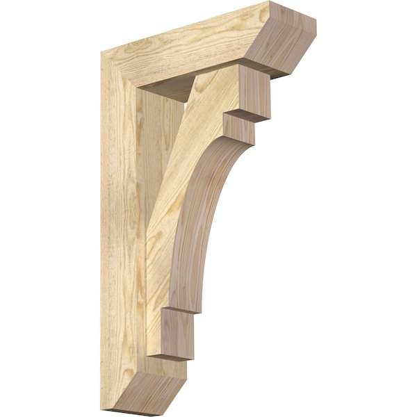 Ekena Millwork Merced Slat Rough Sawn Bracket w/ Offset Brace, Douglas Fir, 6"W x 18"D x 30"H BKT0604X18X30MRC06RDF - main